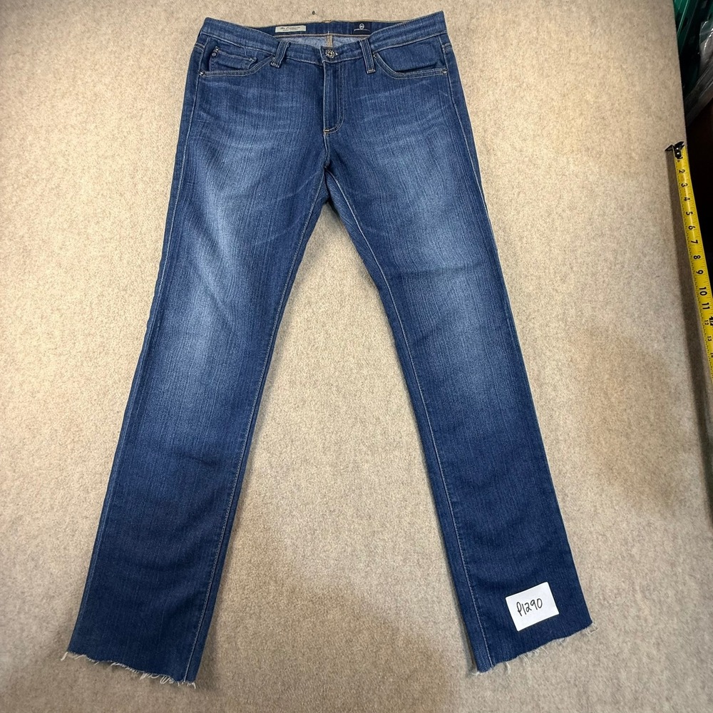 AG Adriano Goldschmied The Premiere Skinny Straight Raw Hem Jeans Blue Size 30R